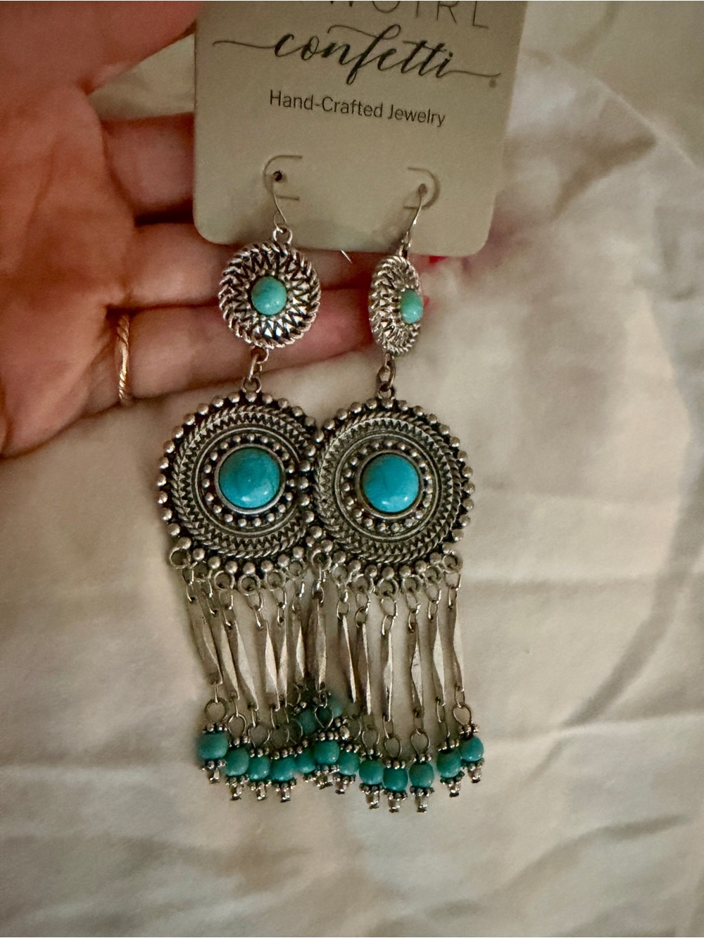 NWT Ariat Hand-Crafted Turquoise Drop Earrings